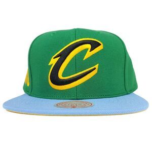 Cleveland Cavs Mitchell & Ness NBA Snapback Cap Hat‎ 3D Logo Green Blue NWT